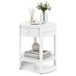 Kadyn - Mid-Century Modern 2-Tier Round End Table or Nightstand - White