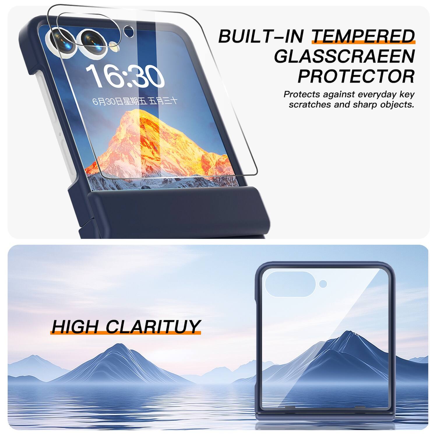 BUILT-IN TEMPERED GLASS SCREEN PROTECTOR  
Protects against everyday key scratches and sharp objects.  

HIGH CLARITY