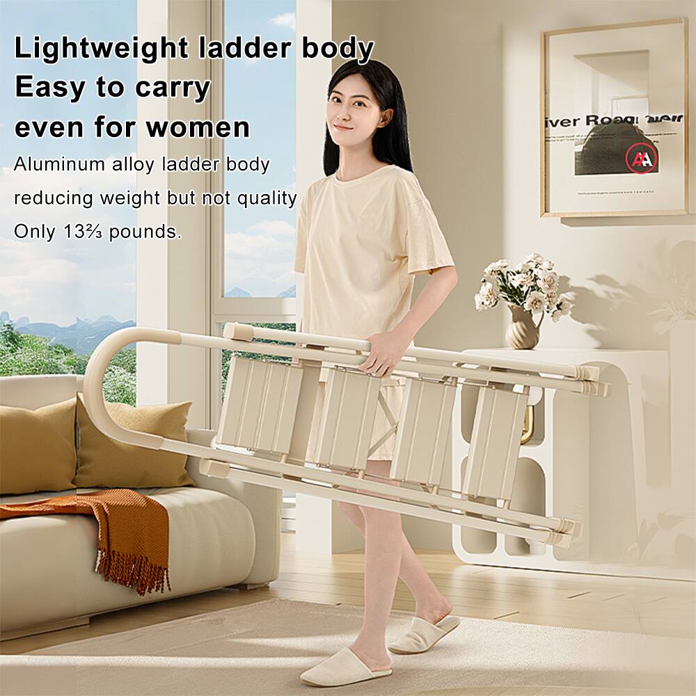 Lightweight ladder body  
Easy to carry even for women  
Aluminum alloy ladder body reducing weight but not quality  
Only 13¾ pounds.