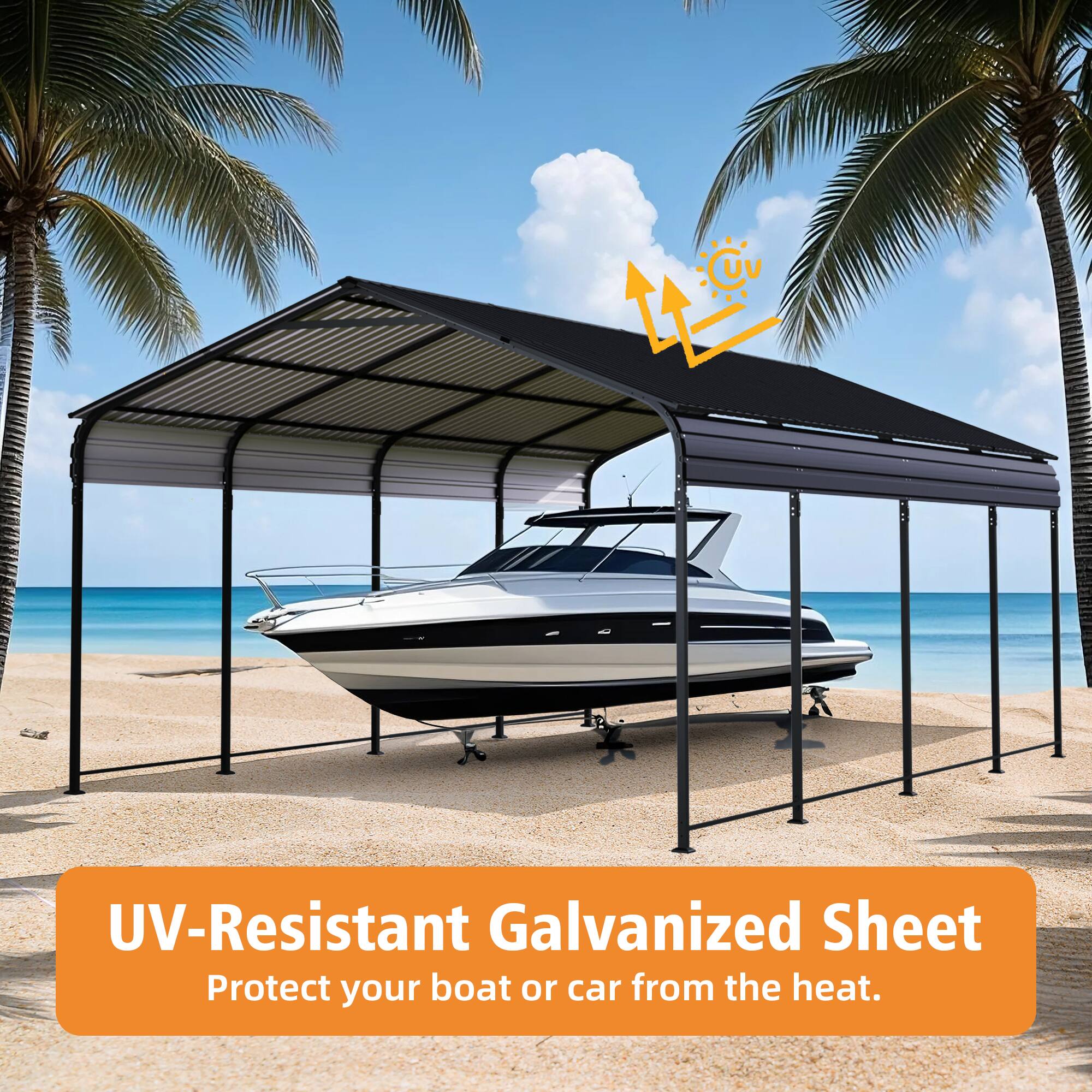 UV-Resistant Galvanized Sheet  
Protect your boat or car from the heat.