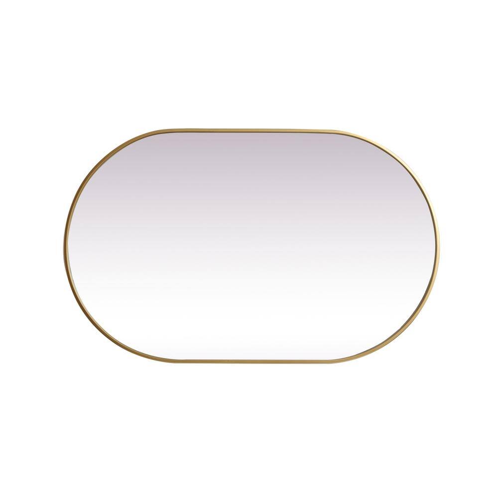 Back. Elegant Decor - Metal Frame Oval Mirror 30x48 Inch in Brass - Brass.