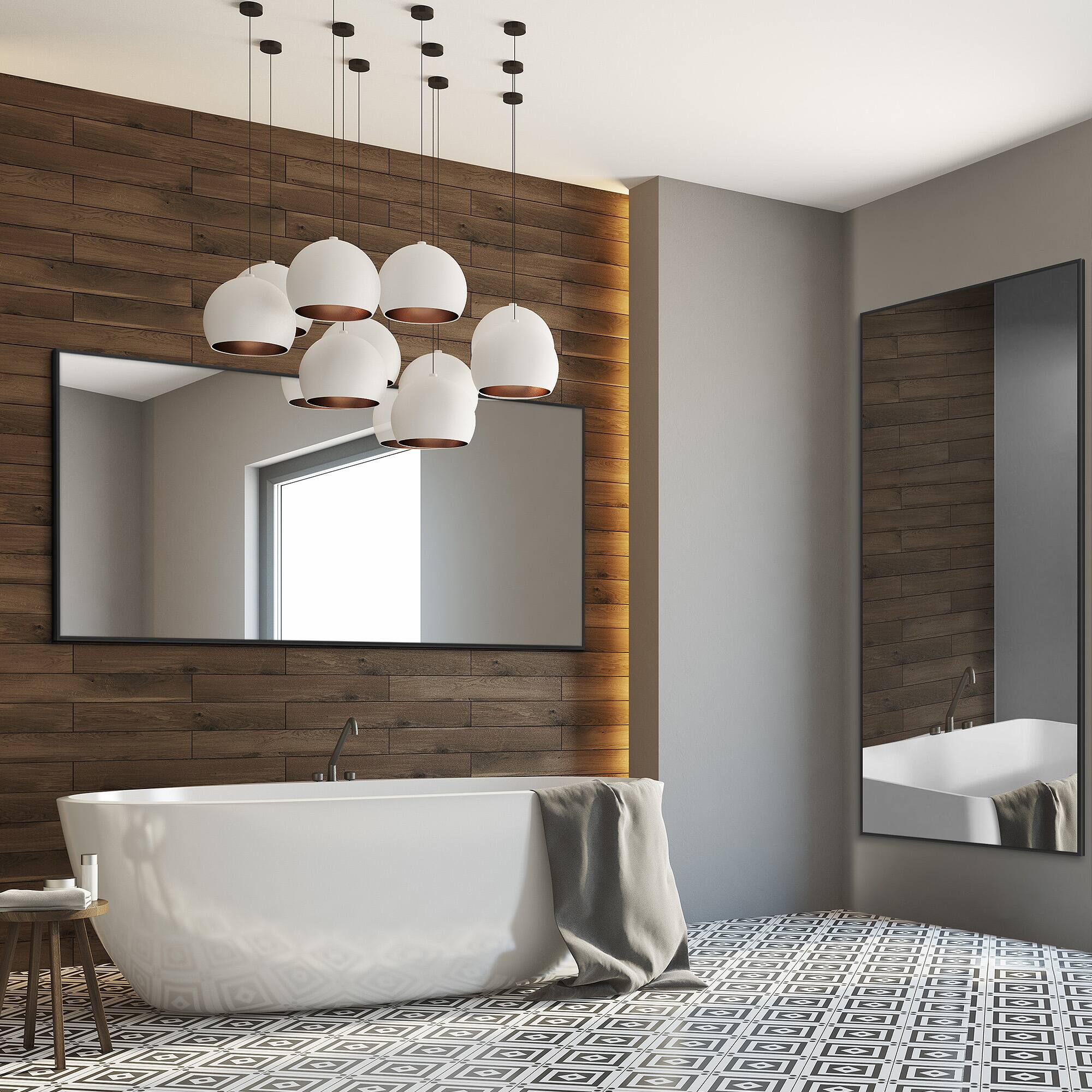 Alt View 4. PexFix - Modern Metal Frame Bathroom Mirror, 34x71 in. Rectangle, Wall-Mounted for Vanity & Powder Room - Black.