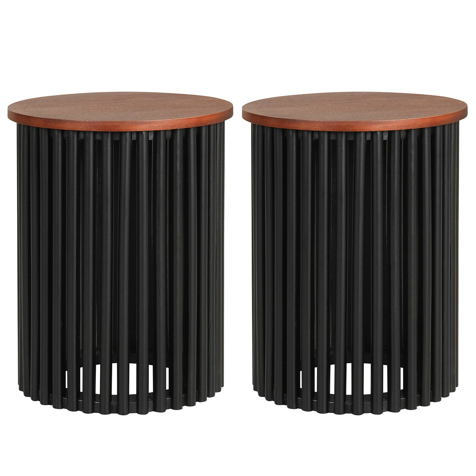 Alt View 9. Costway - Costway 2 PCS End Tables Minimalist Low Profile Center Table, Elegant Wooden Tea Table for Home - Walnut.
