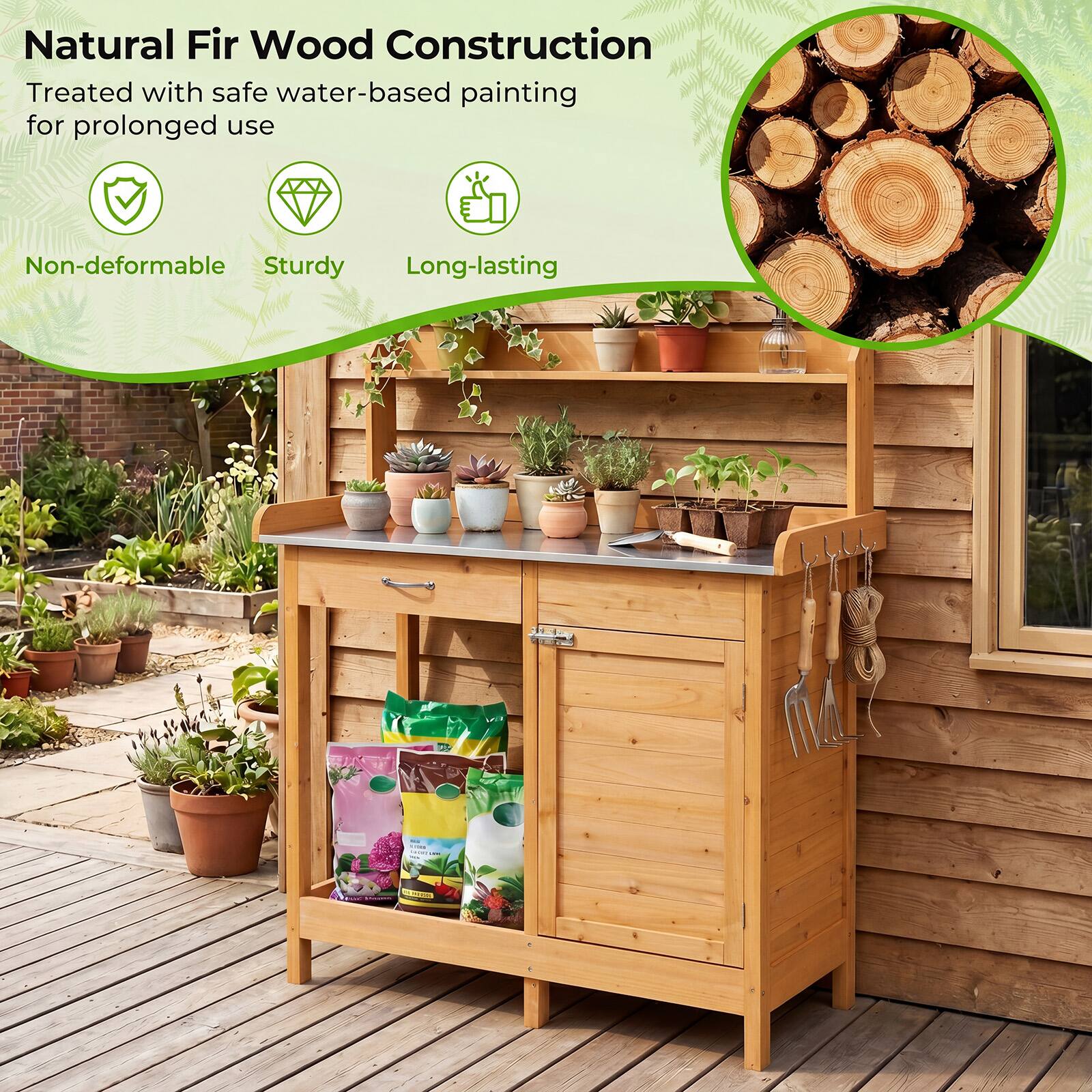Natural Fir Wood Construction  
Treated with safe water-based painting for prolonged use  
Non-deformable  
Sturdy  
Long-lasting