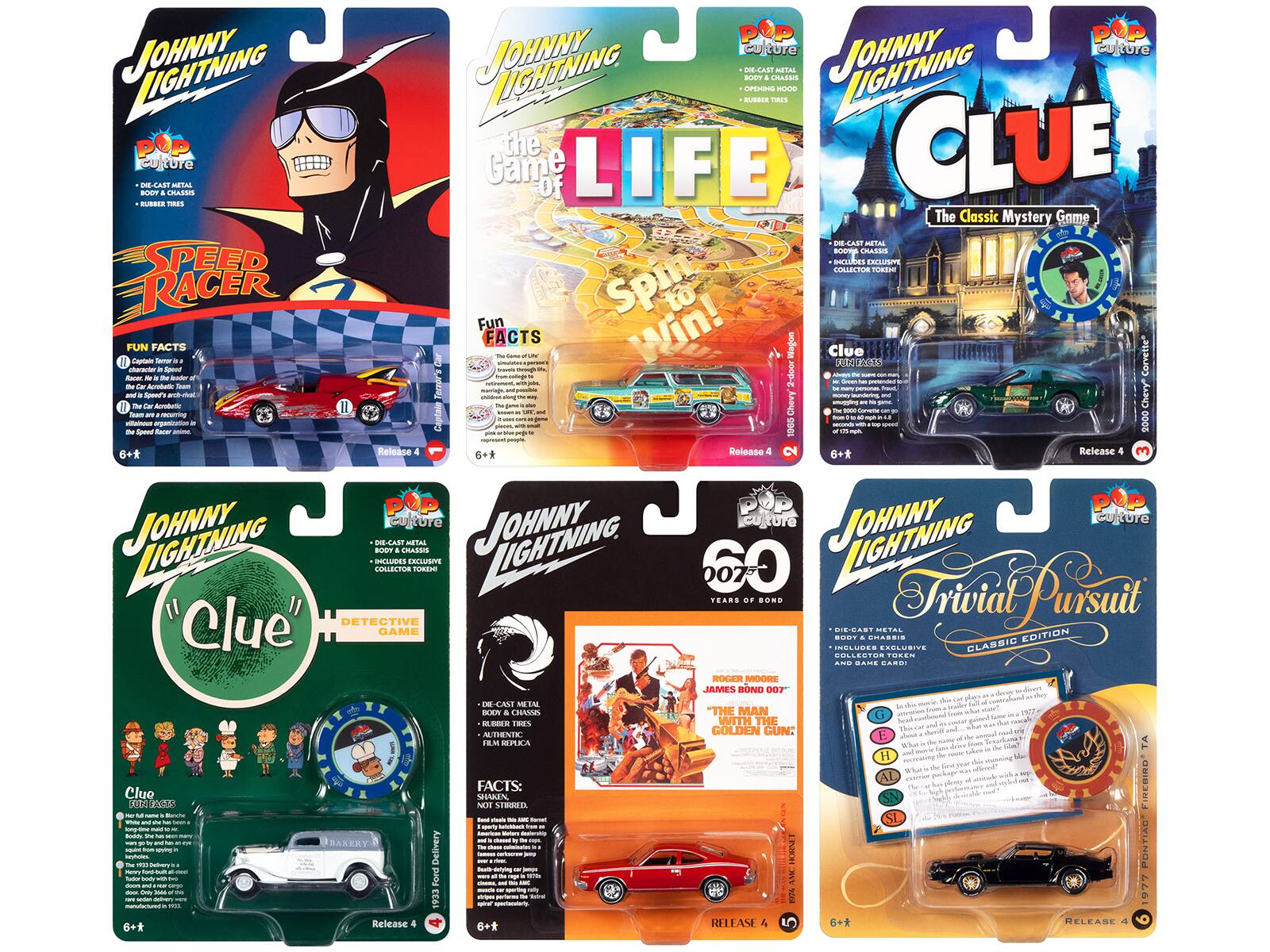 Pop Culture 2022 Set of 6 Cars Release 4 1/64 Diecast Model Cars by Johnny Lightning price history on PriceWatchPro