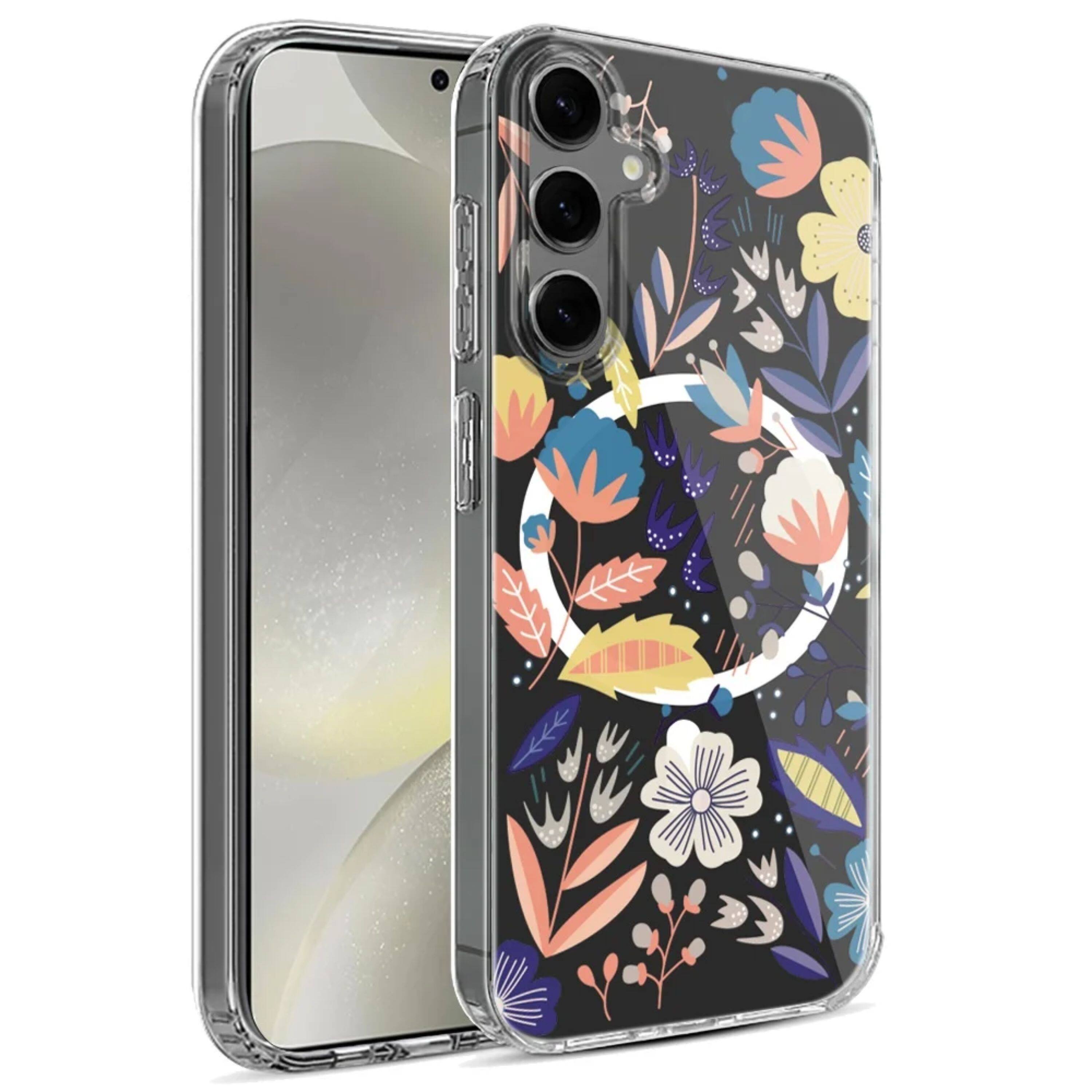 Angle. Kitcheniva - Unique Design Cover Plus Tempered Glass For Samsung S25/S24 Case Magnetic Circle D - Multicolor.