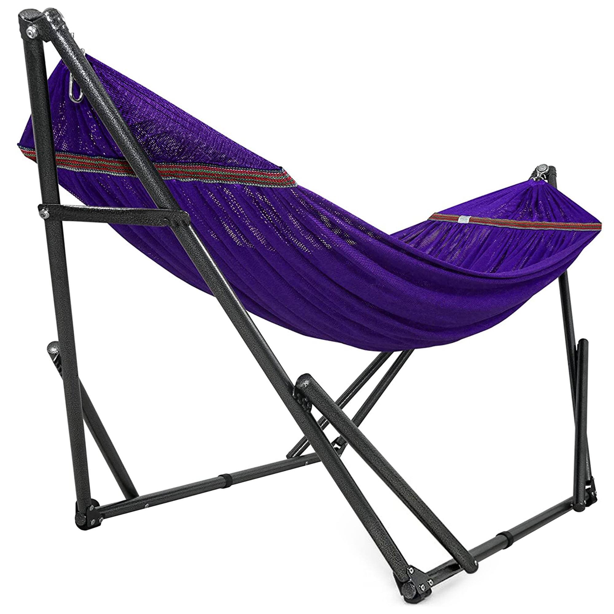 Alt View 1. Tranquillo - Tranquillo Universal 116" Double Hammock with Adjustable Stand and Bag, Purple - 05. Uni Purple.