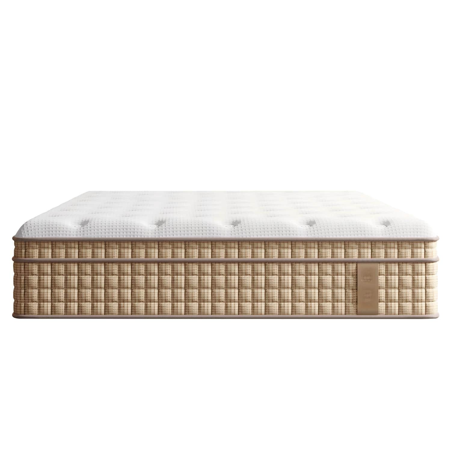 Ecooso - 12" Queen Hybrid Mattress, Medium-Firm, Gel Memory Foam, Individually Encased Coils, Fiberglass-Free - Beige+White