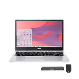 Acer - Chromebook 315 15.6" FHD Laptop,Intel Celeron N4500,4GB LPDDR4 RAM,64GB eMMC+160 Dock Set,Chrome OS,Sparkly - Silver