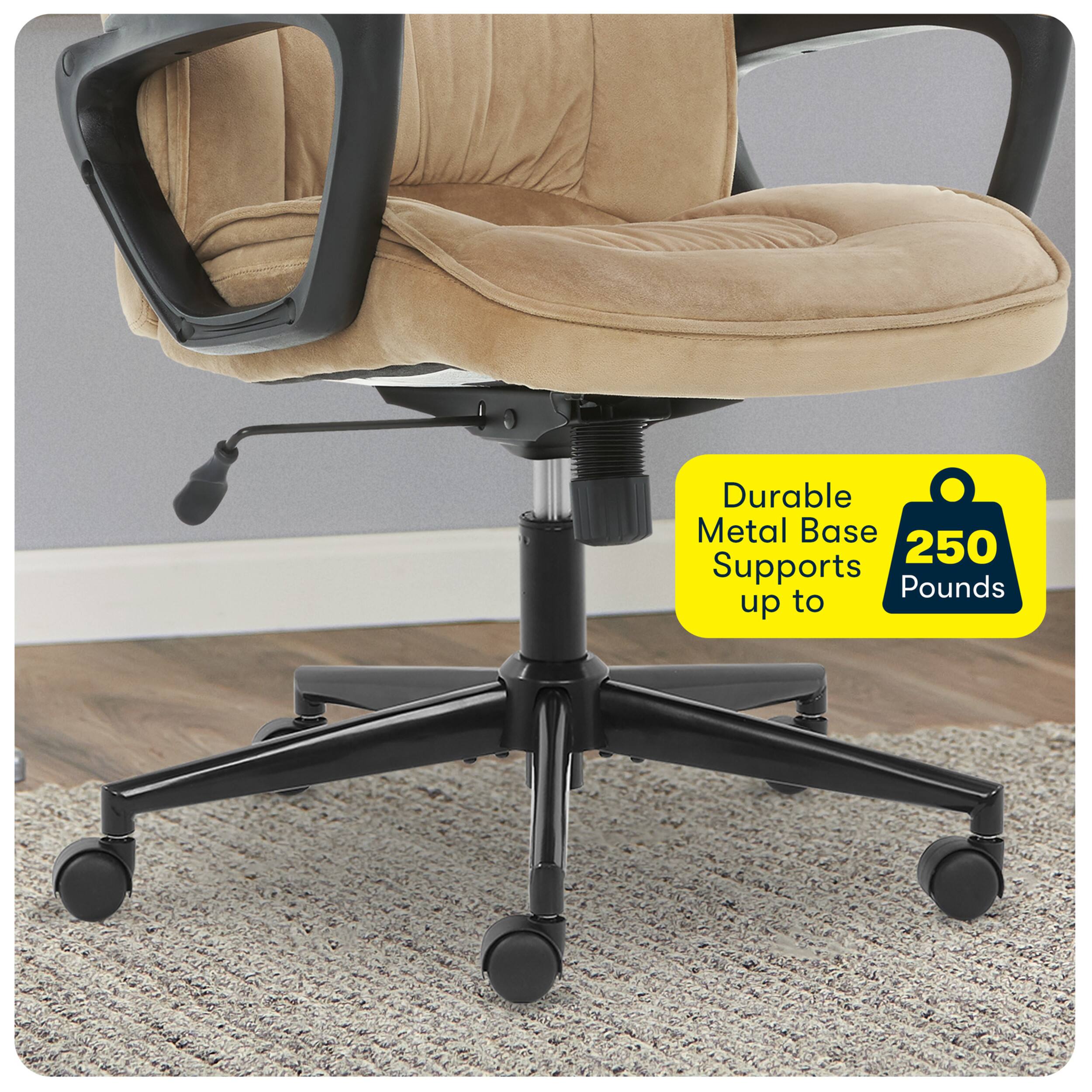 Alt View 18. Serta - Ergonomic Executive Office Chair with Lumbar Support Headrest Pillow Padded Armrests Swivel Soft Microfiber Fabric - Soft Plush - Beige.