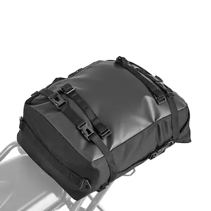 Front. VEVOR - Motorcycle Tail Bag, 30 L Motorcycle Rear Seat Bag with Waterproof Rain Cover, Outdoor Sports Motorbike Luggage Storage - Black.