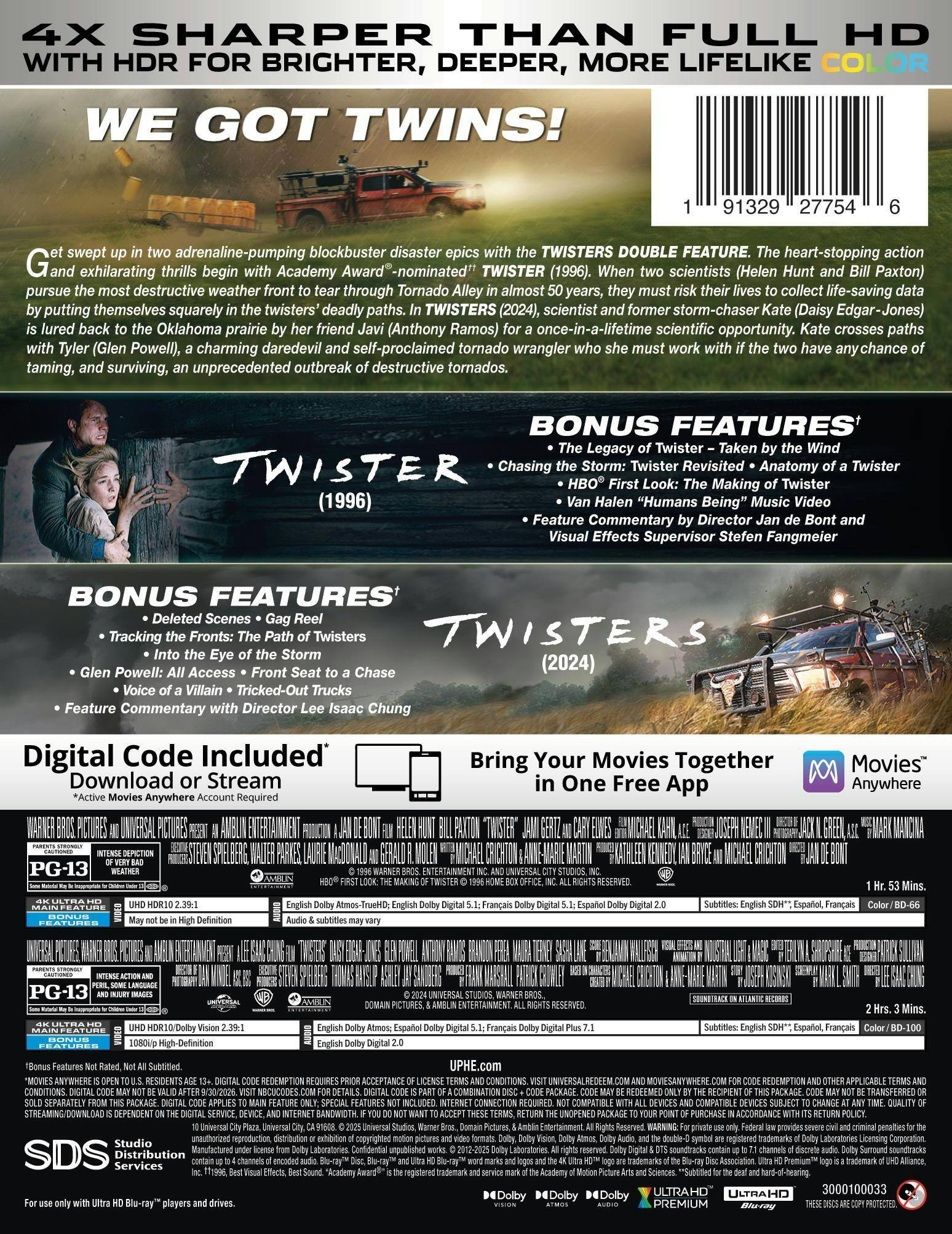Back. Twisters Double Feature (Steelbook)   - 4K Blu-Ray.