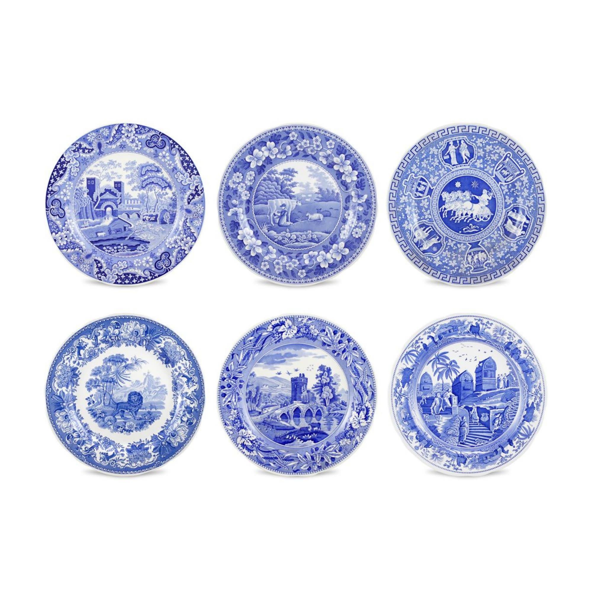 Front. Spode - Spode Blue Room Traditions, 6-Piece Dinner Plate - Blue - Blue and White.