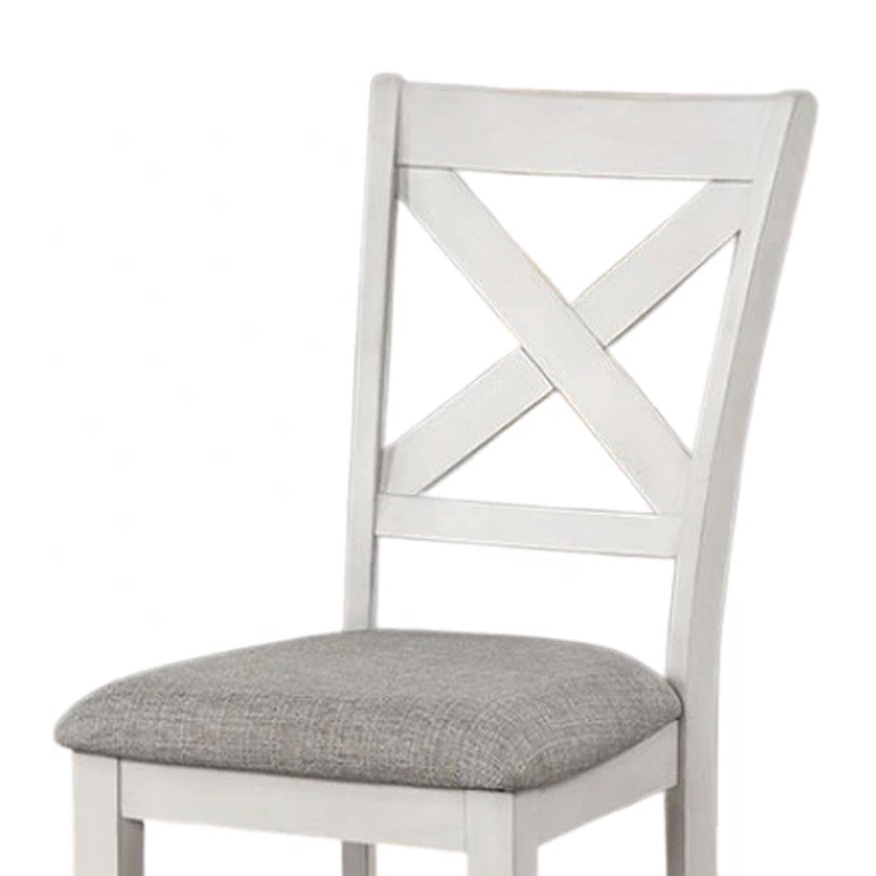 Alt View 2. Manhattan Lane - Rone Side Dining Chair Set of 2, Rustic White Rubberwood, Gray Fabric - Rustic White Oak, Gray.