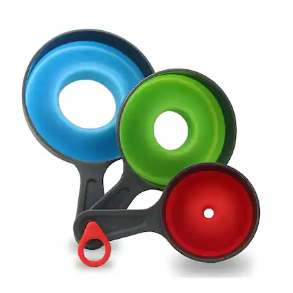 Front. Kitcheniva - Collapsible Kitchen Canning Funnels 3 Pcs - Multicolor.