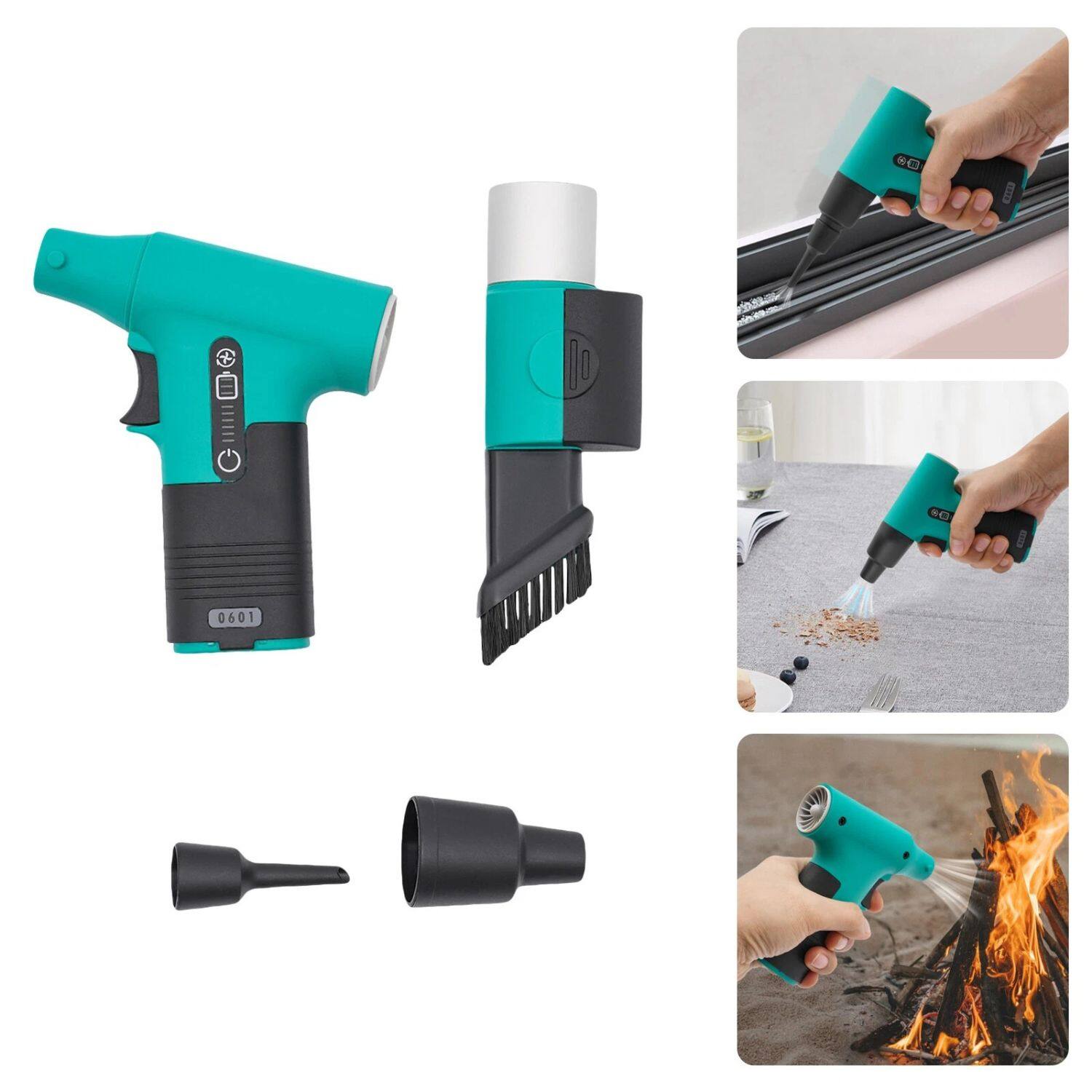 Left. Stock Preferred - Rechargeable Electric Compressed Air Duster & Vacuum Cleaner - Green.