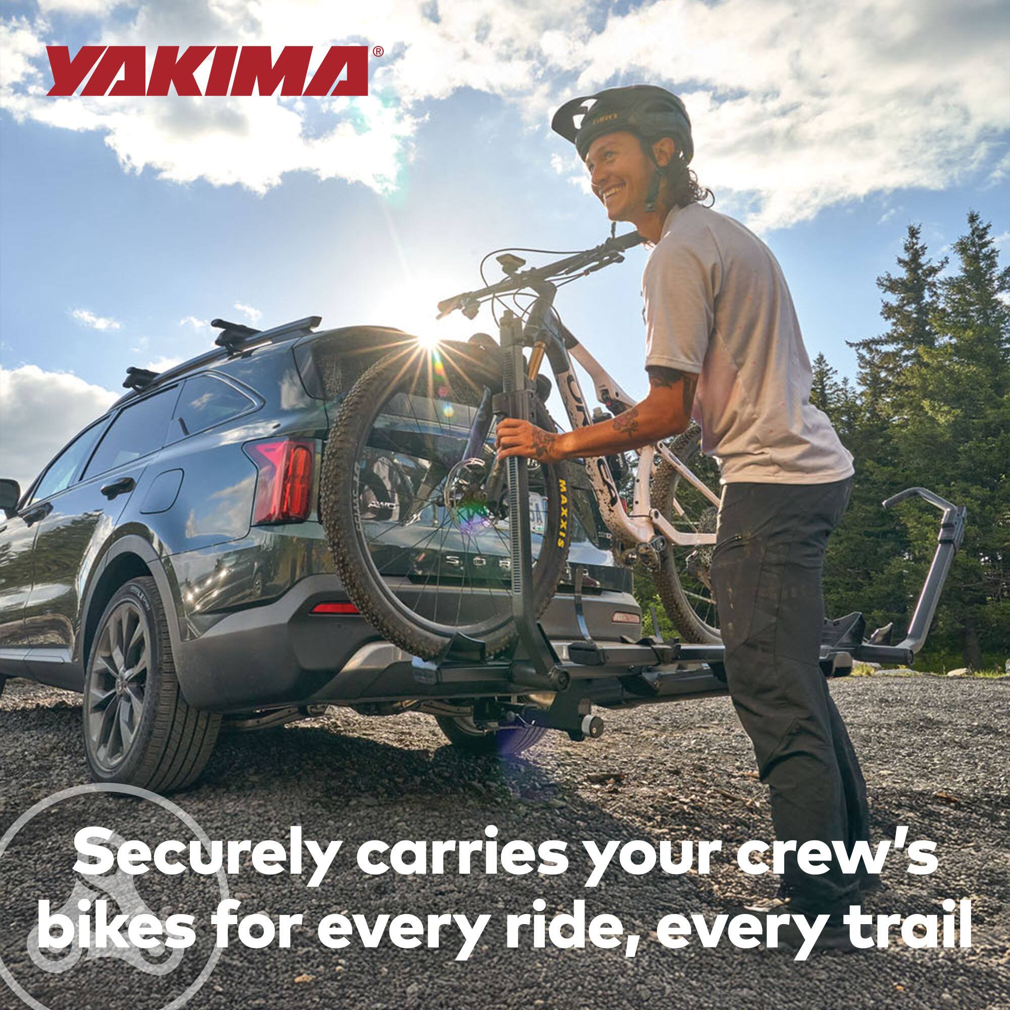YAKIMA®  
Securely carries your crew's bikes for every ride, every trail