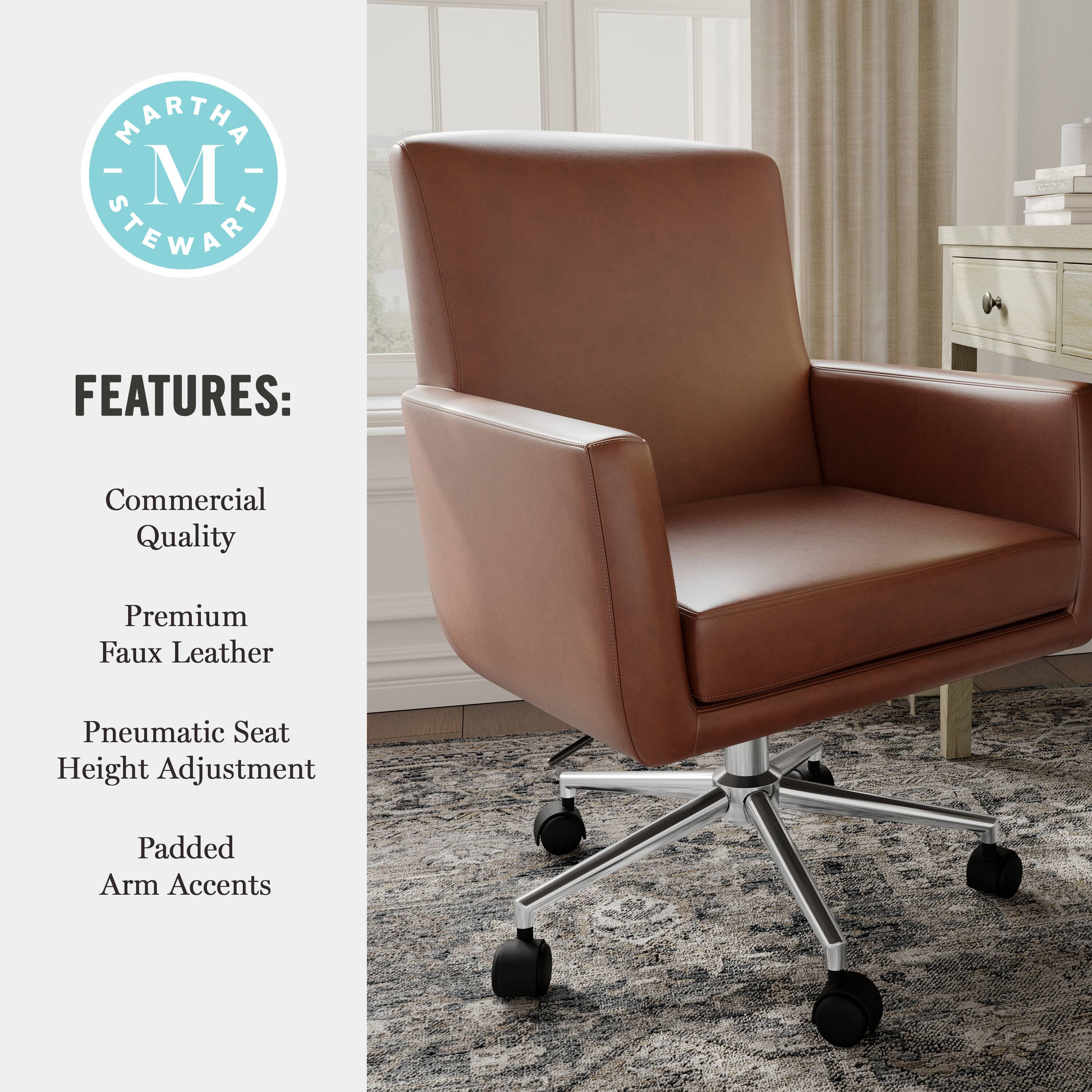 Martha Stewart Zaya Upholstered Swivel Home Office Chair with