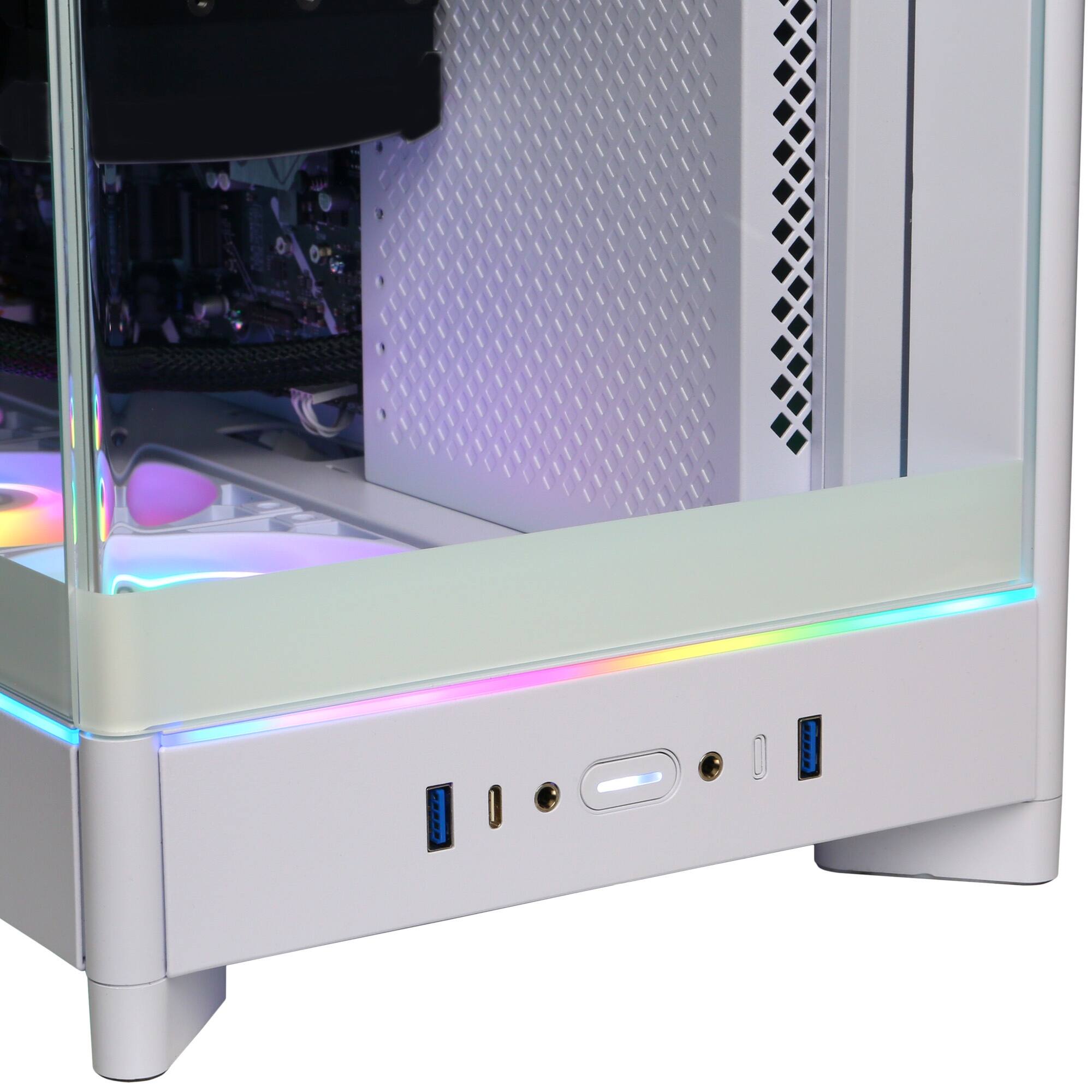 Alt View 3. CyberPowerPC - Gaming Desktop - Intel Core Ultra 7 265KF - NVIDIA GeForce RTX 5060 Ti 16GB - 32GB DDR5 - 2TB PCIe 4.0 SSD - White.