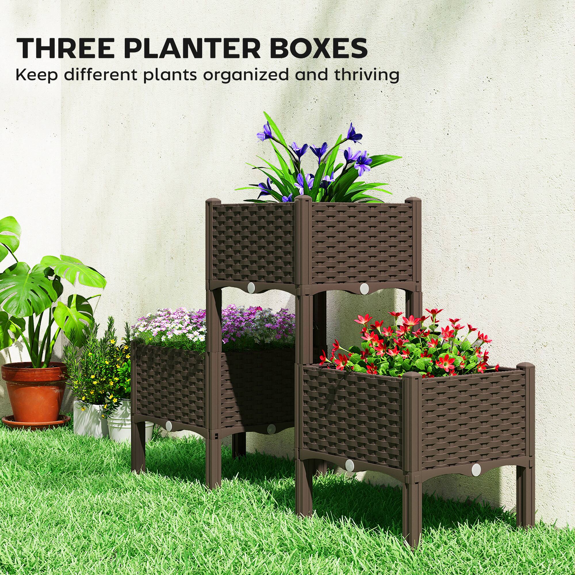 THREE PLANTER BOXES  
Keep different plants organized and thriving