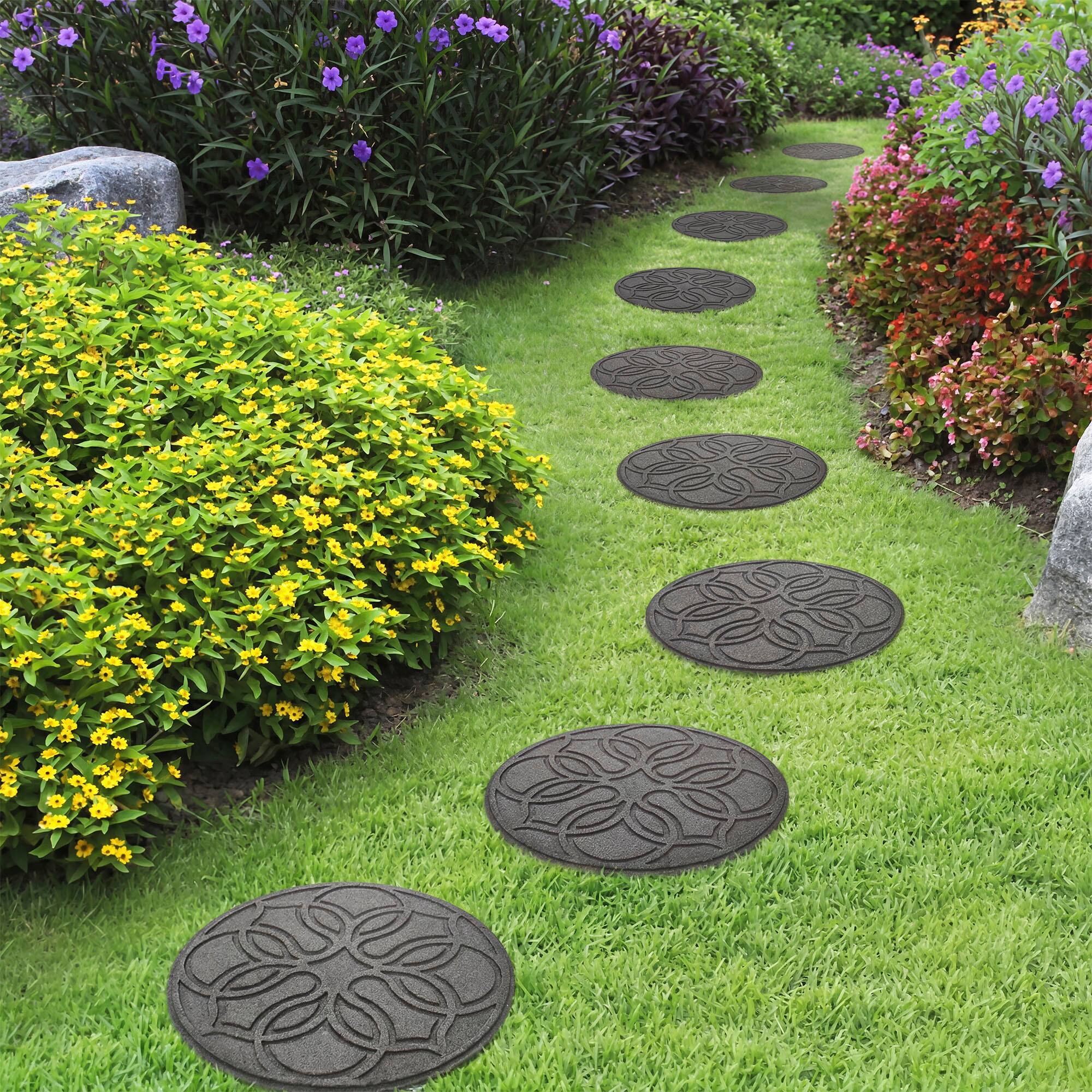 Alt View 3. Tierra Verde - TierraVerde 4 Pack 18" x 18" Pendant Round Decorative Stepping Stones, Grey - Gray.