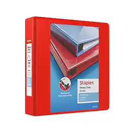 Staples - Heavy Duty 2" 3-Ring View Binder, D-Ring - Red