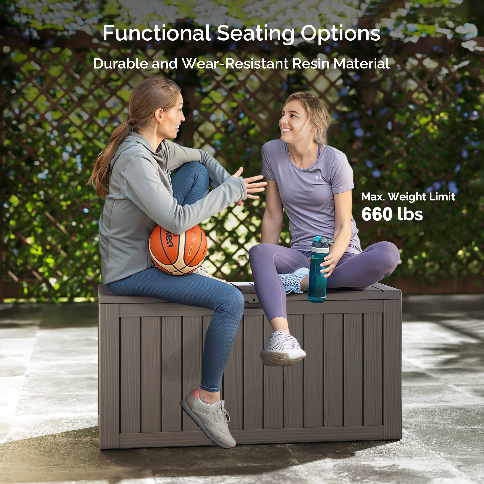 Functional Seating Options  
Durable and Wear-Resistant Resin Material  
Max. Weight Limit 660 lbs