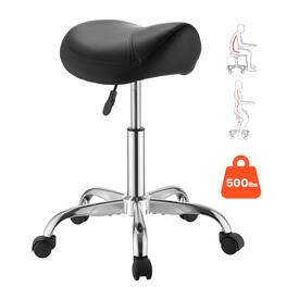 VEVOR - Saddle Stool with Wheels,500 lbs Weight Capacity, Height Adjustable, Ergonomic PU Leather Seat, 360° Swivel Saddle Stool - Black
