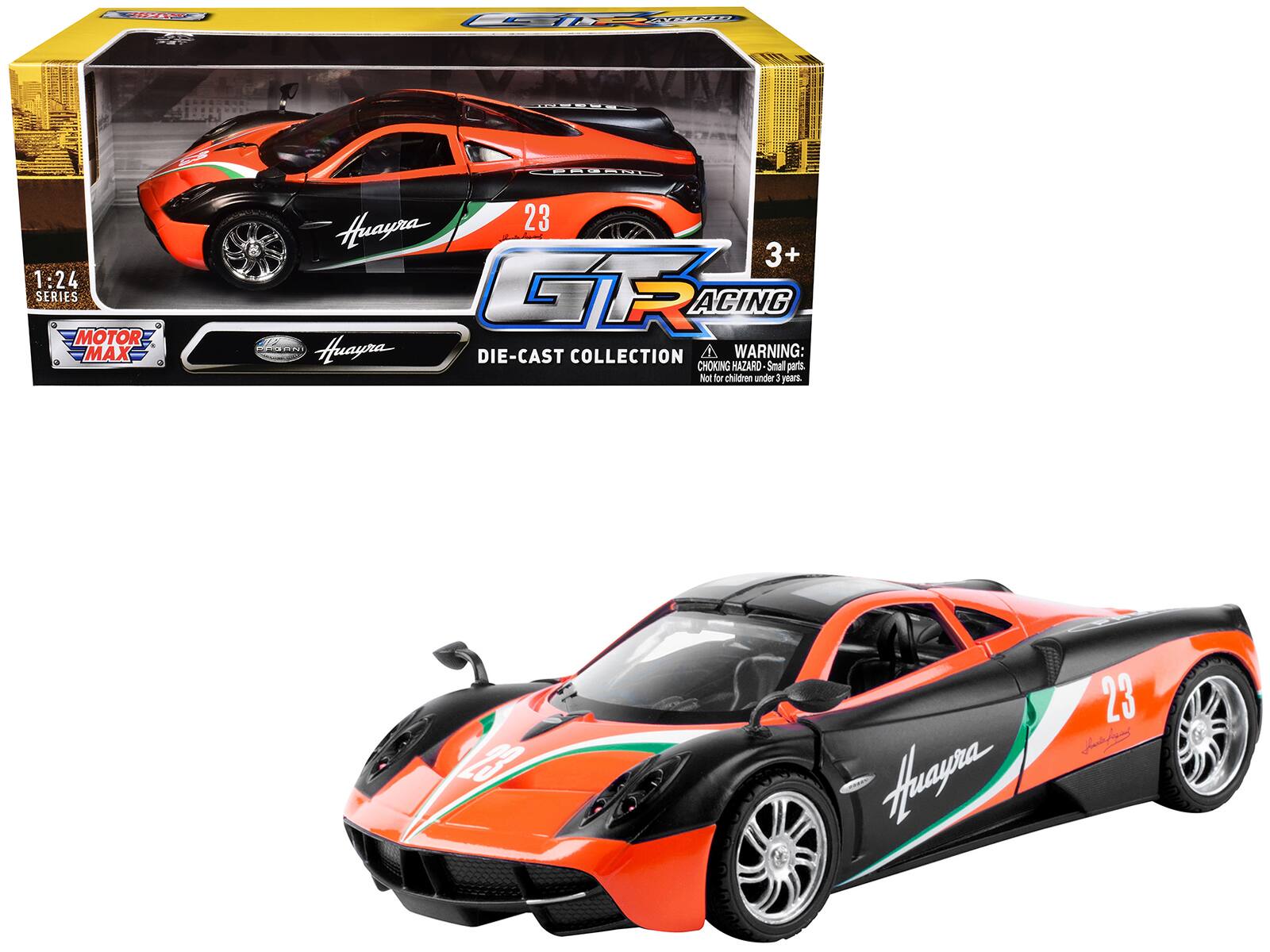 "Pagani Huayra #23 Orange and Black with Stripes ""GT Racing"" Series 1/24 Diecast Model Car by Motormax" price history on PriceWatchPro