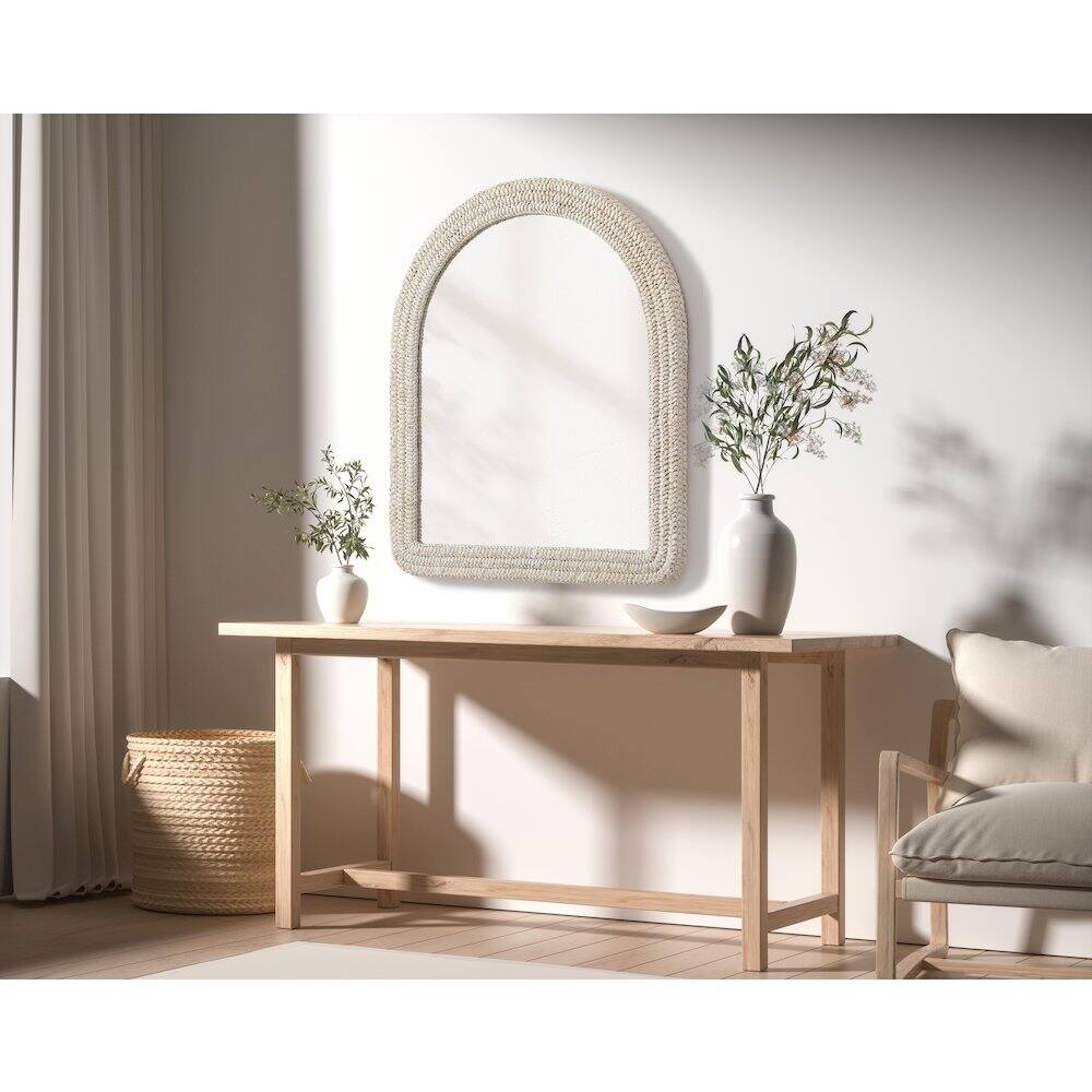 Alt View 2. Elegant Decor - Arch Cornhusk Mirror 36x42 in Linen White - Linen White.