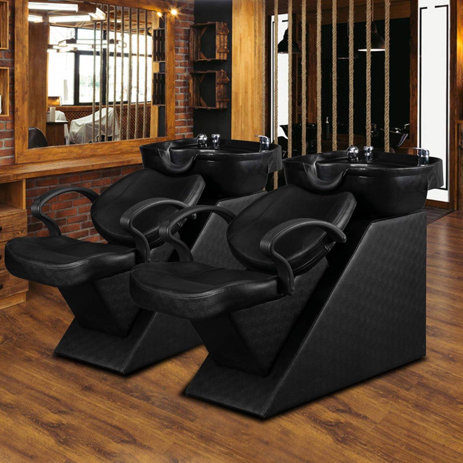 Angle. Winado - Shampoo Bowl for Salon,Barber Backwash Chair Unit Station Hair Washing Equipment - Black.