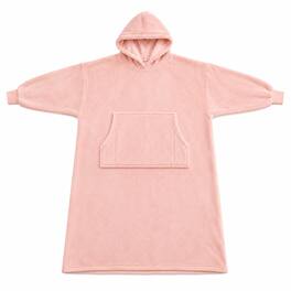 Oumilen - Oversized Wearable Hoodie Blanket, 55.1 Inch XL Super Soft Flannel Hooded Blanket Sweatshirt with Pocket - Light Pink