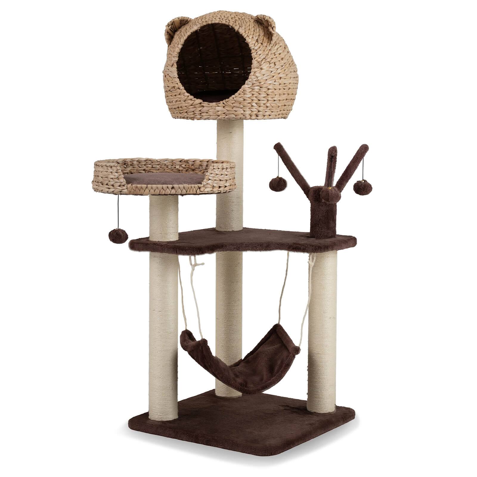 Costway - Modern Cat Tree Tower with Natural Sisal Scratching Posts Hammock Balls for Kittens - Brown price history on PriceWatchPro