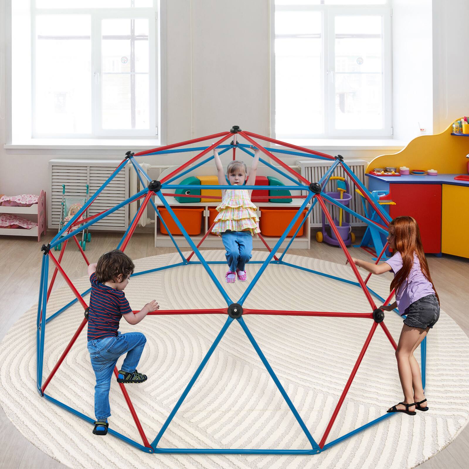 Alt View 3. Costway - Costway 10 FT Climbing Dome with Swing Outdoor Kids Play Jungle Gym - Multicolor.