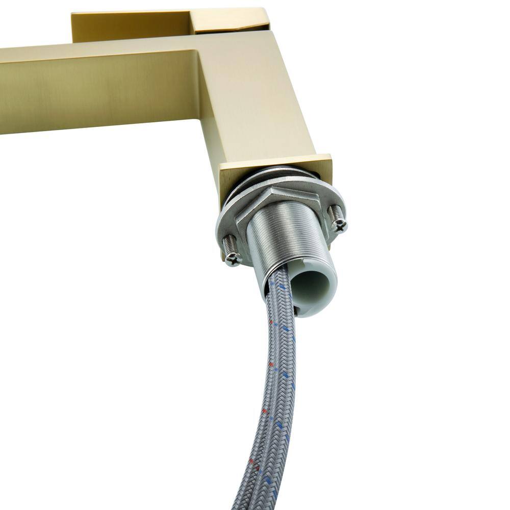 Left. Elegant Kitchen and Bath - Jakob Single Hole Single Handle Bathroom Faucet in Brushed Gold - Brushed Gold.