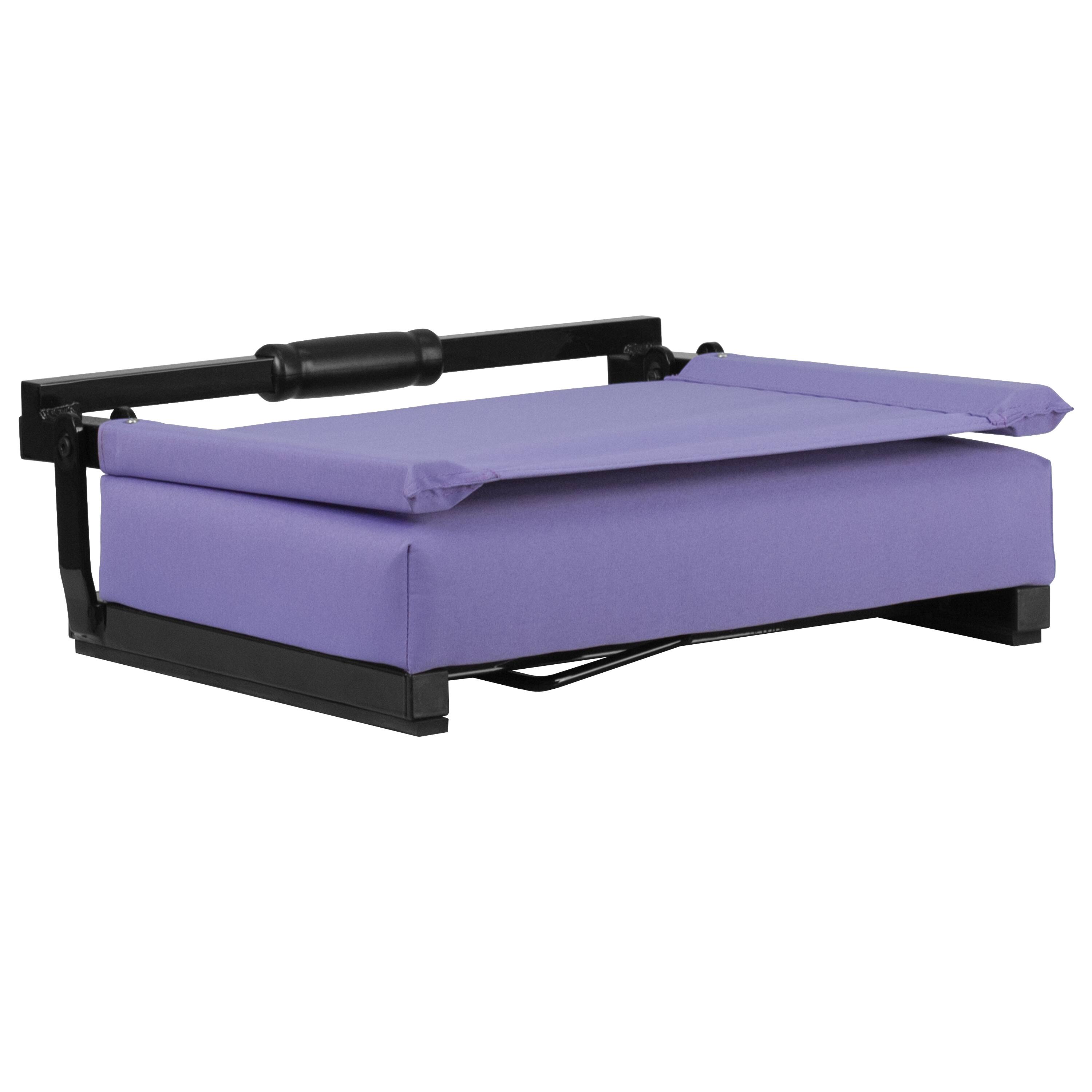 Alt View 2. Emma + Oliver - 500 lb. Rated Lightweight Stadium Chair with Handle & Ultra-Padded Seat - Purple.