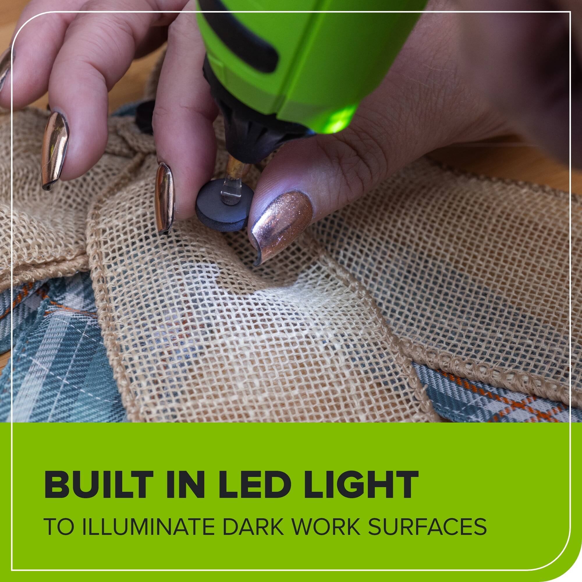 BUILT IN LED LIGHT  
TO ILLUMINATE DARK WORK SURFACES