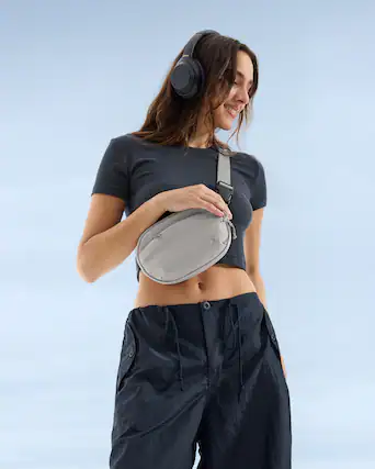 Front. tomtoc - SlingBean-T32 1.5L Sling Bag with RFID Blocking, Belt Bag Fanny Pack Waist Bag Crossbody Bag for Travel, Everyday - Gray.