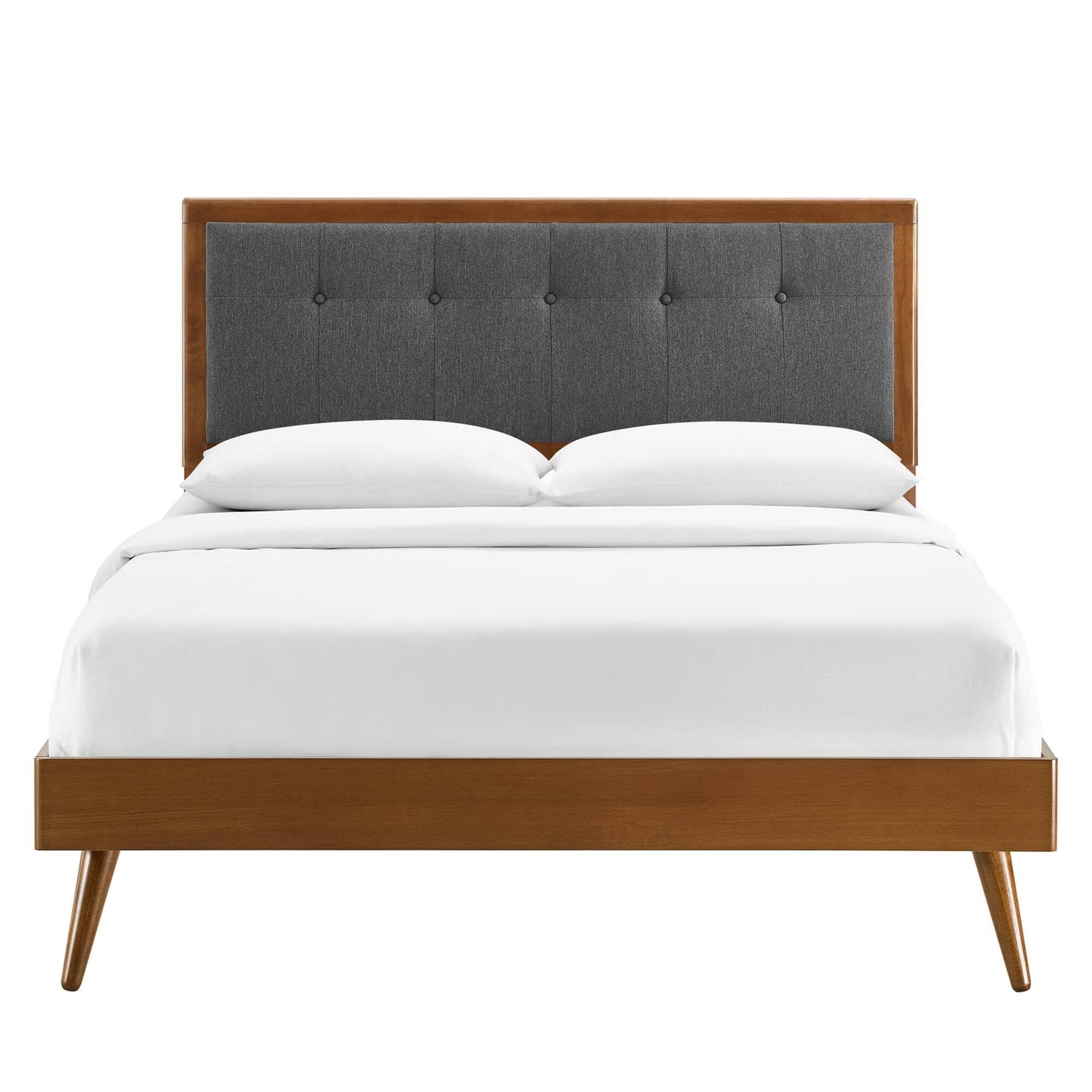 Alt View 6. Modway - Willow Wood King Platform Bed With Splayed Legs - Brown.