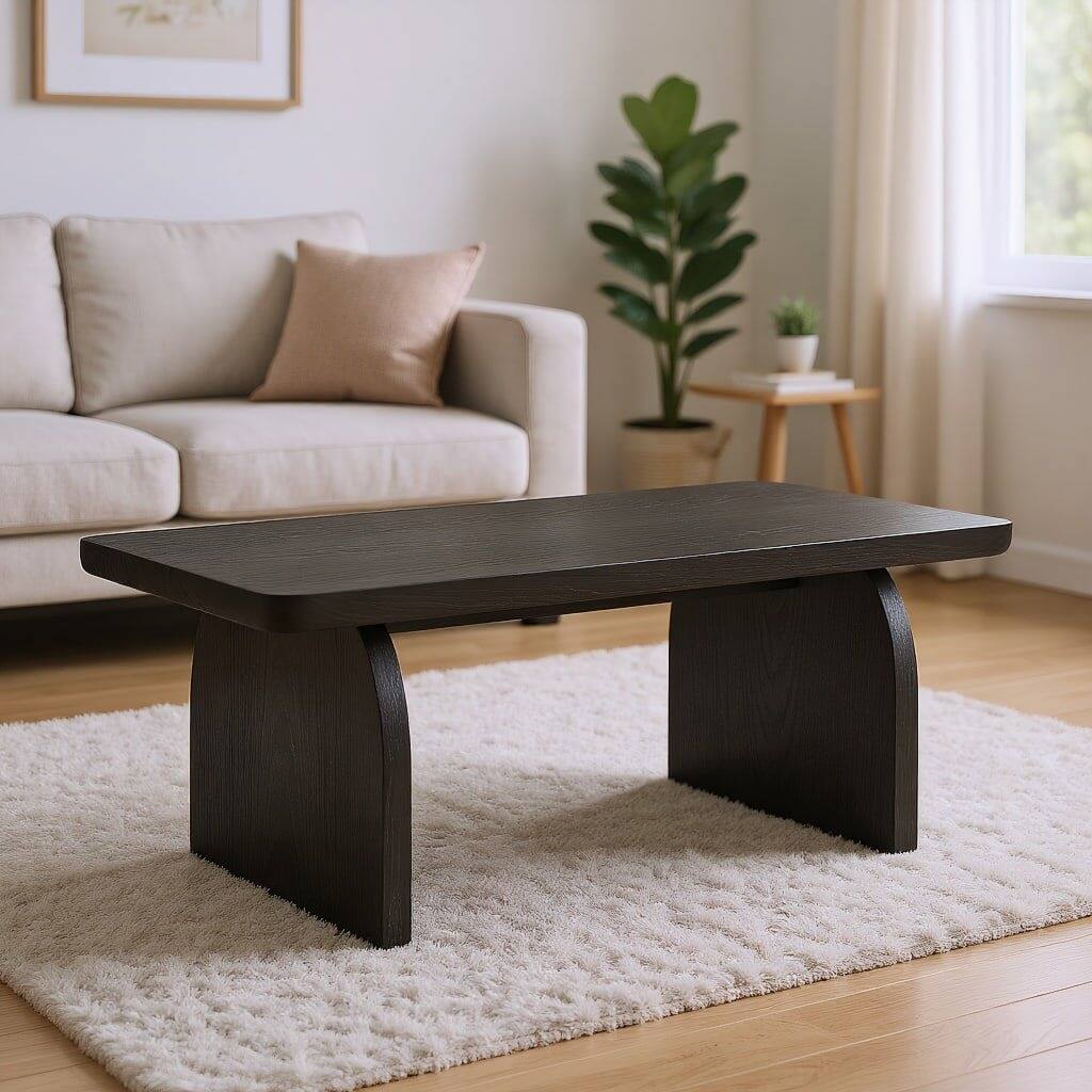Left. Kadyn - Kadyn Wooden Rectangular Coffee Table, Modern Living Room Furniture, Stylish Home Decor, Black - Black.