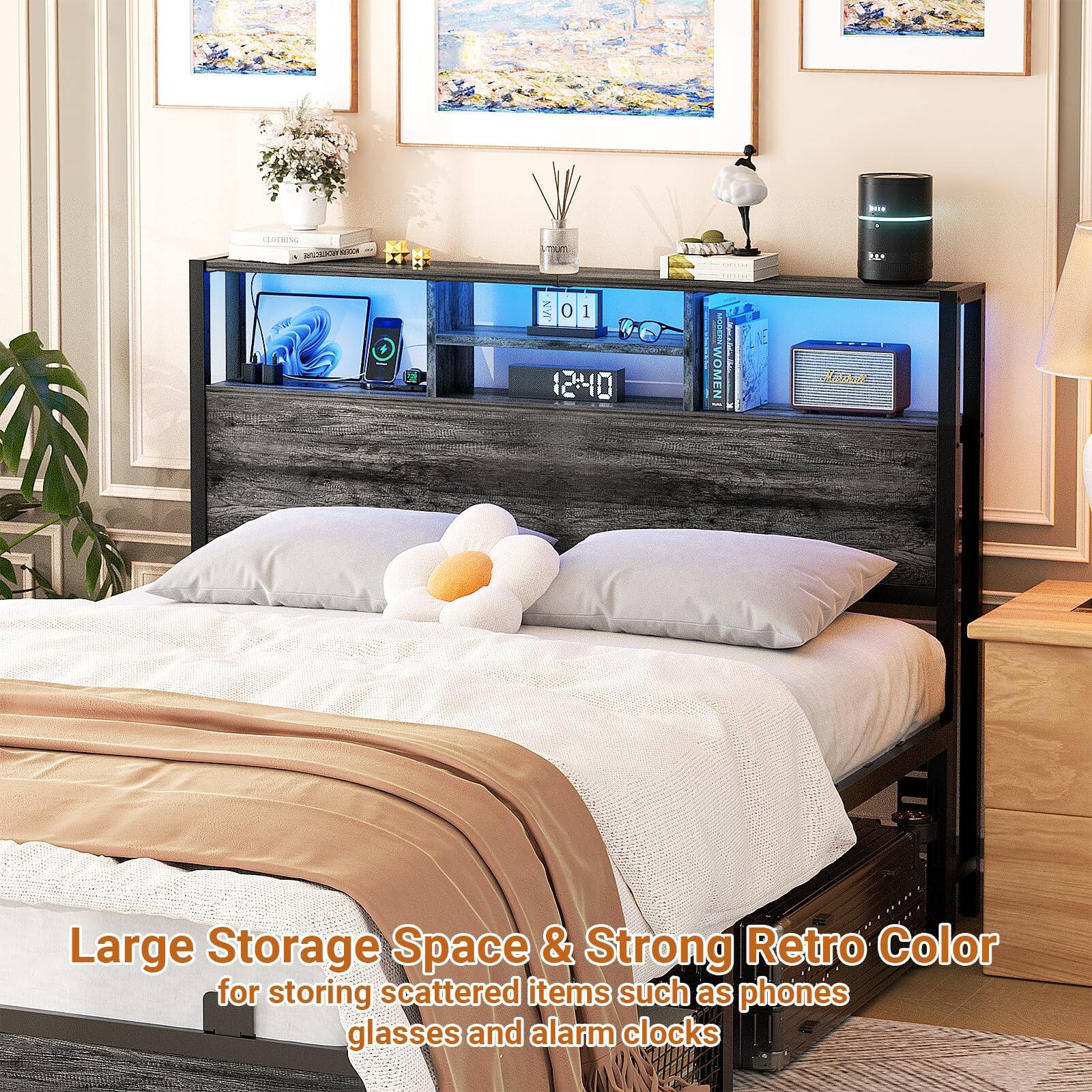 Large Storage Space & Strong Retro Color for storing scattered items such as phones, glasses, and alarm clocks