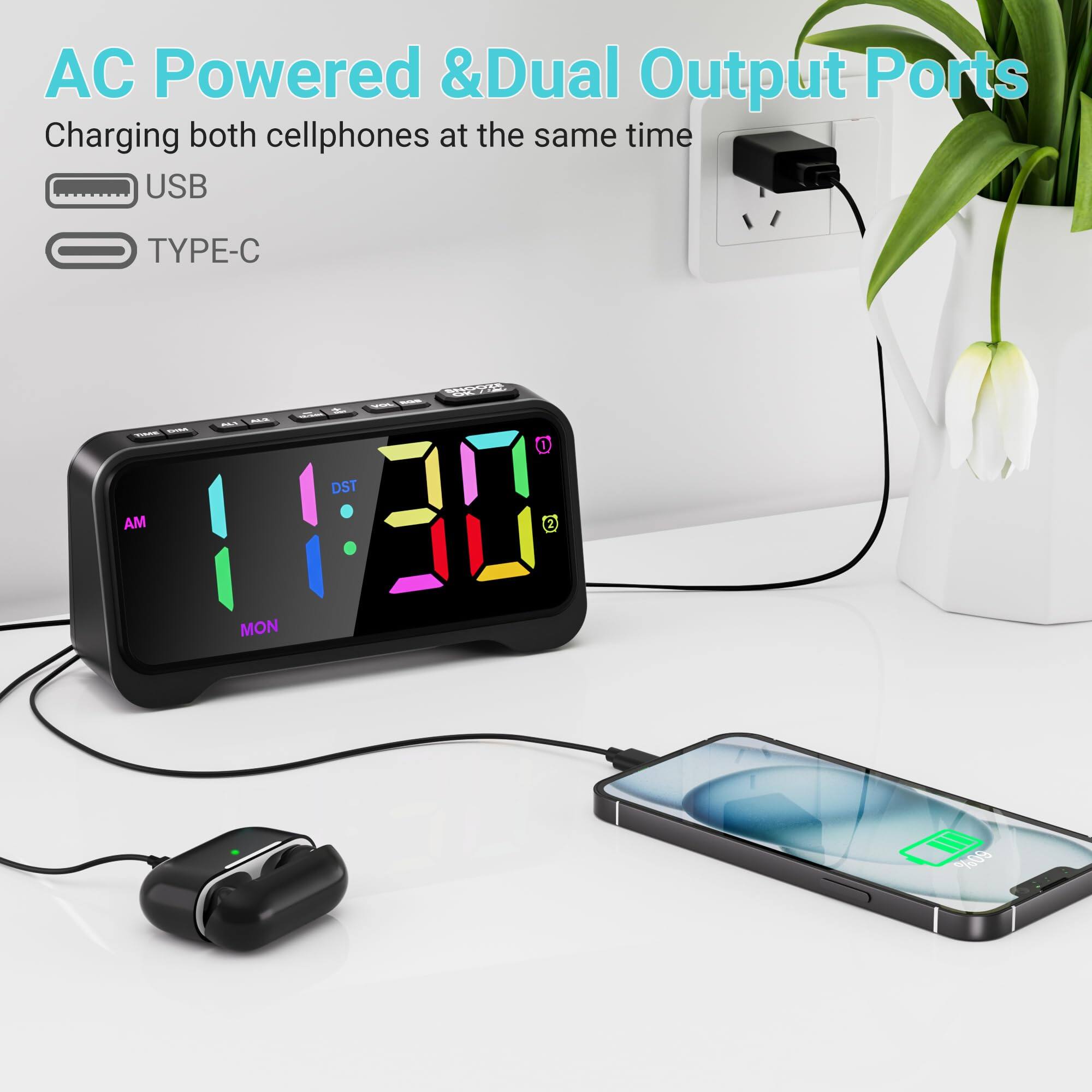 AC Powered & Dual Output Ports  
Charging both cellphones at the same time  
USB  
TYPE-C
