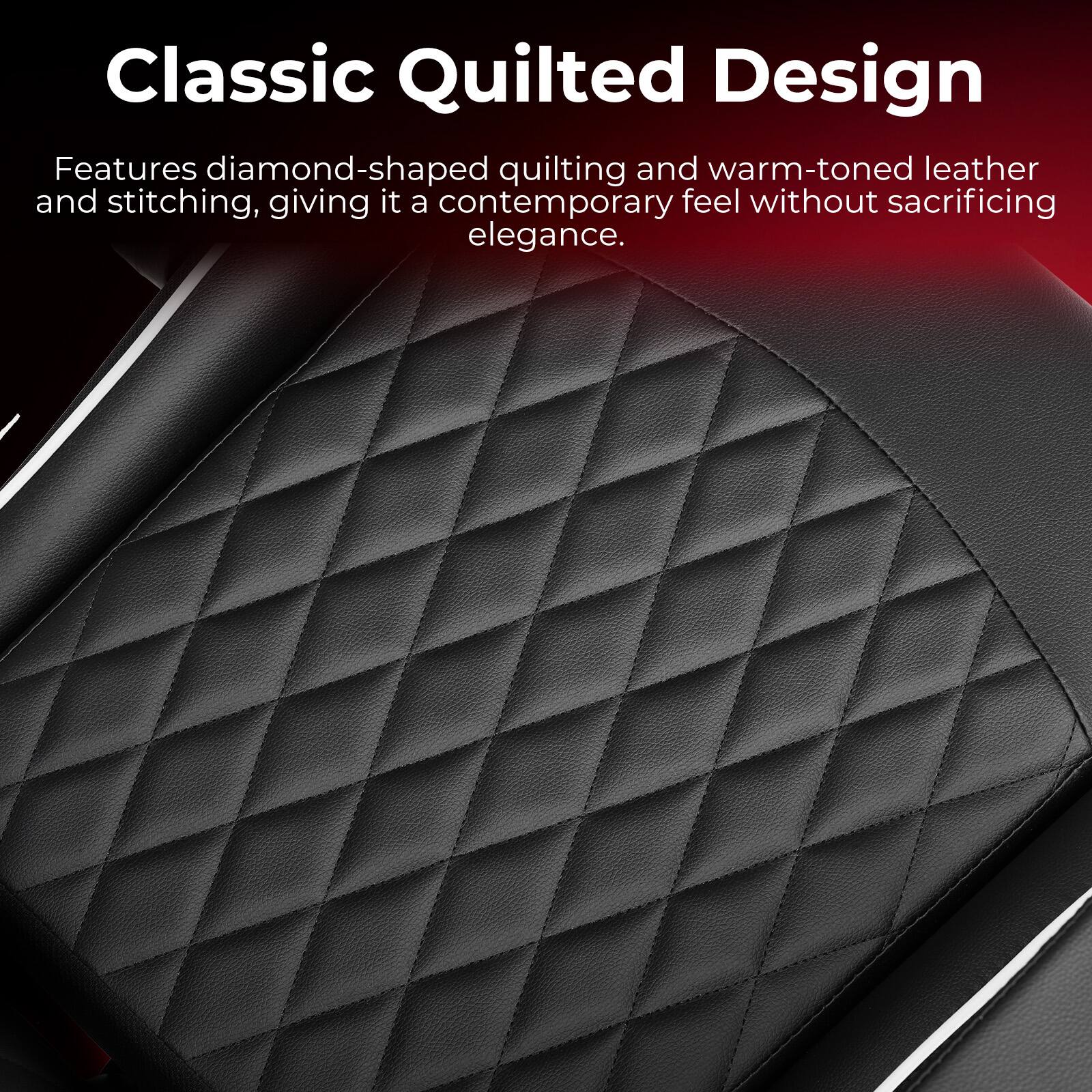 Classic Quilted Design

Features diamond-shaped quilting and warm-toned leather and stitching, giving it a contemporary feel without sacrificing elegance.