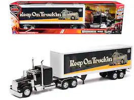 New Ray - Kenworth W900 Truck with Dry Van Trailer "Tribute To Truckers Keep on Truckin'" "Long Haul Truckers" Series 1/32 - Black