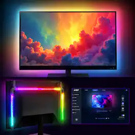 Fosmon - 4.9ft LED Monitor Backlight, RGB Gaming Light Bar, USB Powered LED Light Strap, Enhanced Color Matching Immersive Light - Black