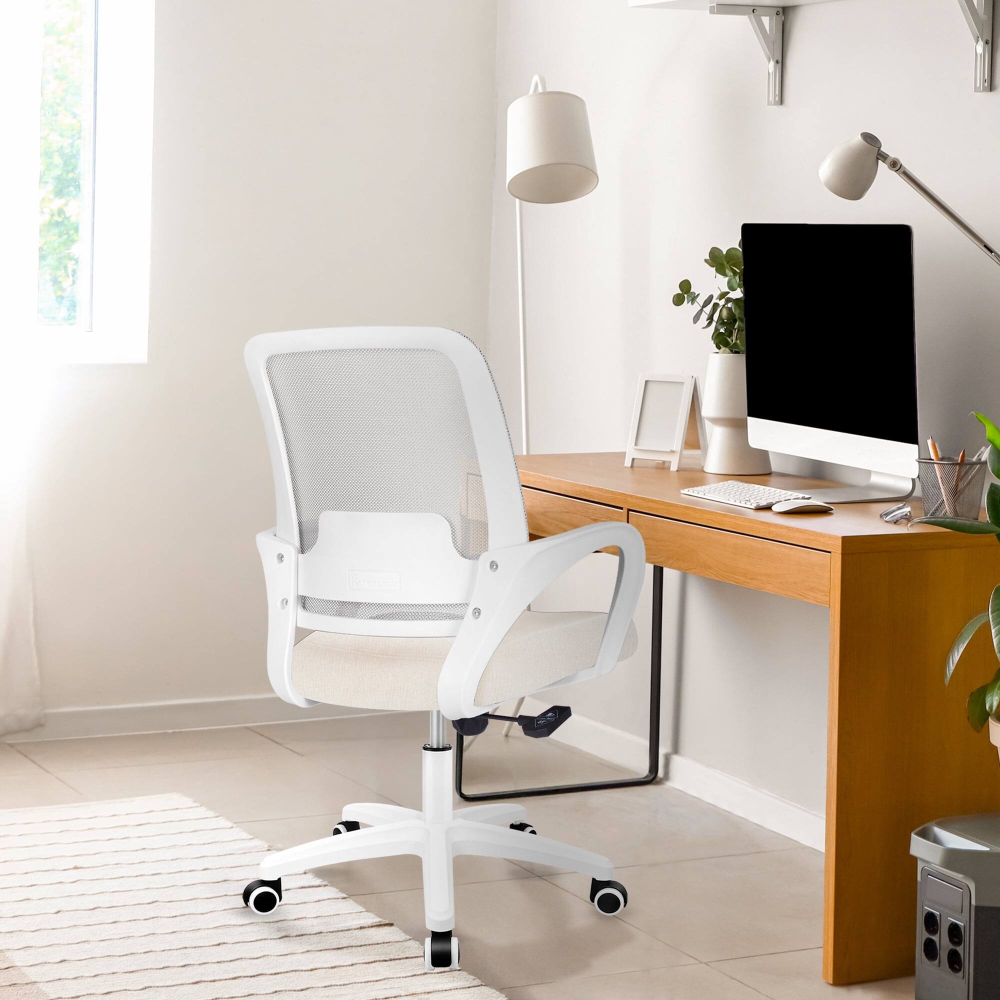 Alt View 1. Neo Chair - Office Desk Ergonomic Computer Mesh Chair with Lumbar Mid Back Support Rolling Wheels Comfy Task Vanity Chair for Home - Ivory.