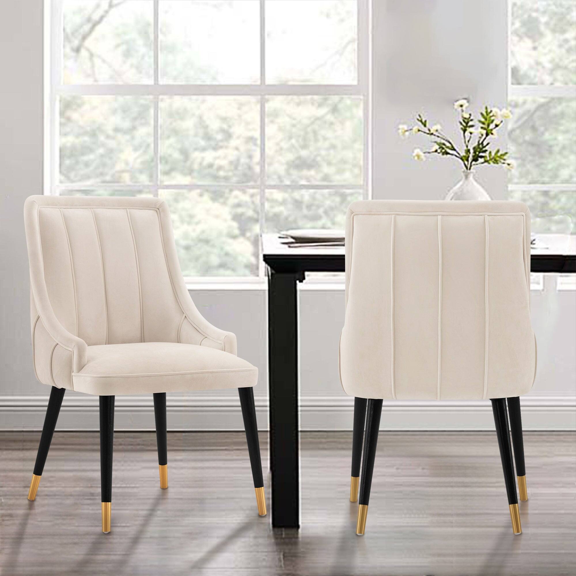 Angle. Manhattan Comfort - Eda Modern Wood Upholstered Dining Chair - Cream.