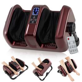 Costway - Foot & Calf Massager Deep Kneading Shiatsu Massager Machine with Heat Red - Red/Black