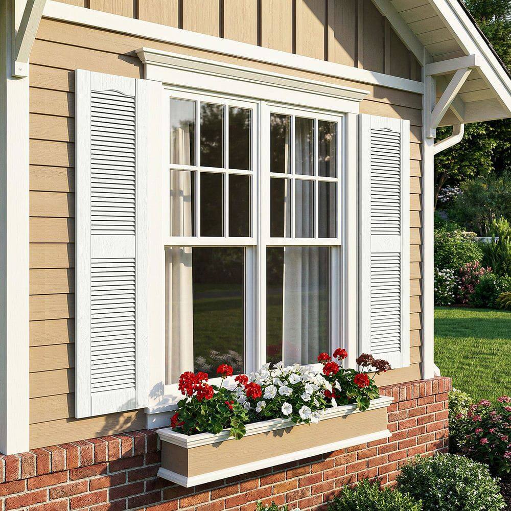 Alt View 5. Kadyn - Decorative Faux Shutters, Sturdy, Hassle-Free Design for Indoor & Outdoor Use, 14"x51", White - White.
