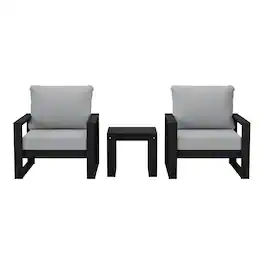 WestinTrends - Montara Outdoor Modern 3-Piece HDPE Patio Sofa Set with Side Table - Light Gray